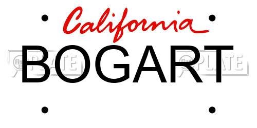 BOGART California License Plate