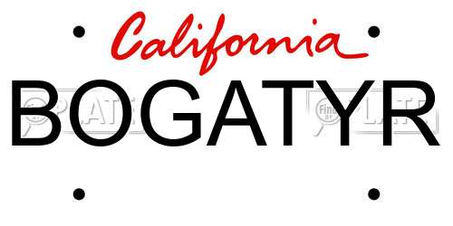 BOGATYR California License Plate