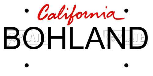 BOHLAND California License Plate