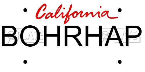 BOHRHAP California License Plate