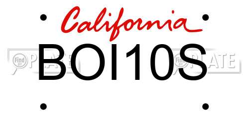 BOI10S California License Plate