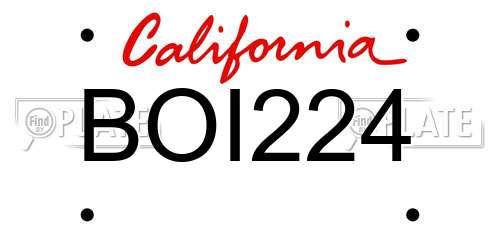 BOI224 California License Plate