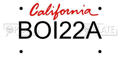 BOI22A California License Plate