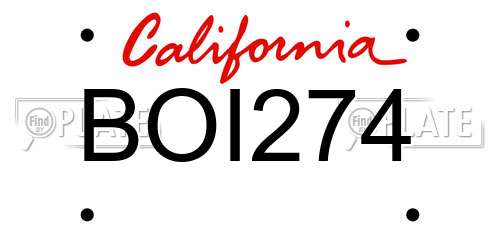 BOI274 California License Plate