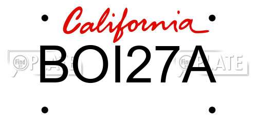 BOI27A California License Plate