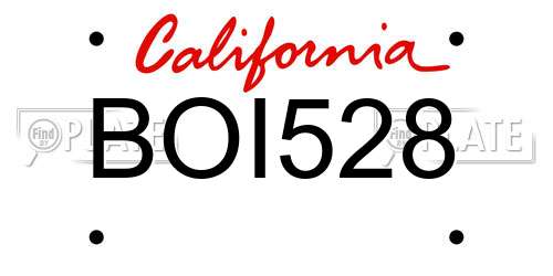 BOI528 California License Plate
