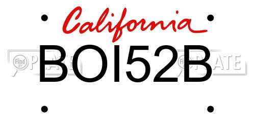 BOI52B California License Plate