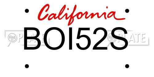 BOI52S California License Plate