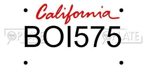 BOI575 California License Plate
