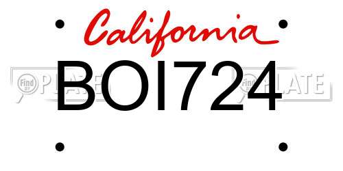 BOI724 California License Plate