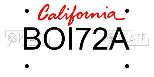 BOI72A California License Plate