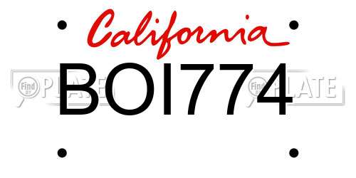 BOI774 California License Plate