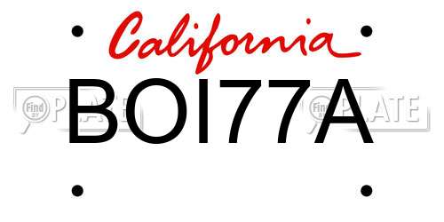 BOI77A California License Plate