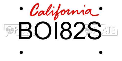 BOI82S California License Plate