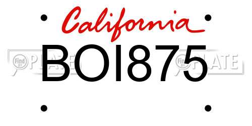 BOI875 California License Plate