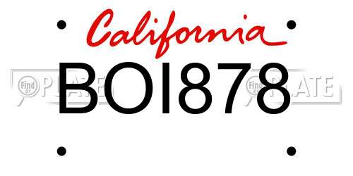 BOI878 California License Plate