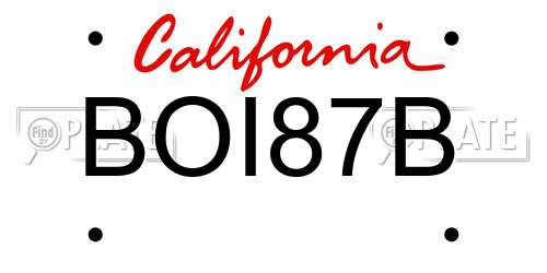 BOI87B California License Plate