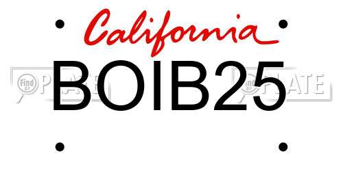 BOIB25 California License Plate