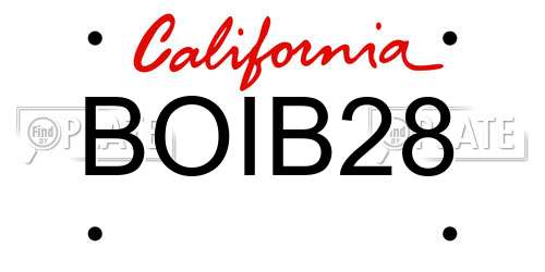 BOIB28 California License Plate