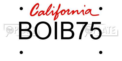 BOIB75 California License Plate