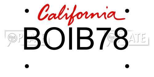 BOIB78 California License Plate