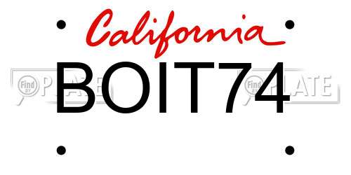 BOIT74 California License Plate