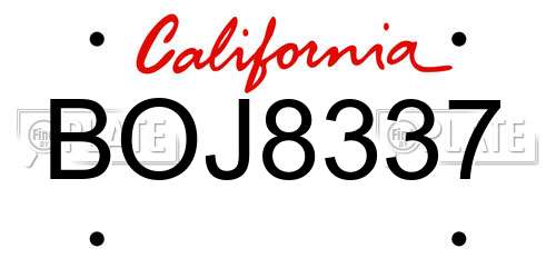 BOJ8337 California License Plate