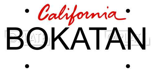 BOKATAN California License Plate