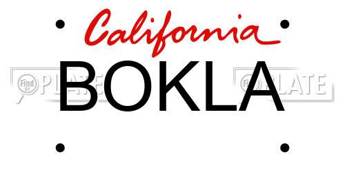 BOKLA California License Plate