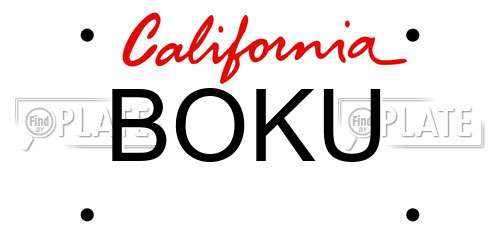 BOKU California License Plate