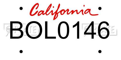 BOL0146 California License Plate