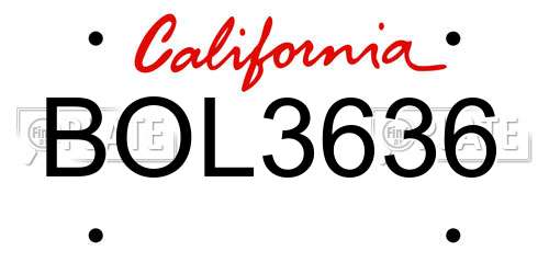 BOL3636 California License Plate