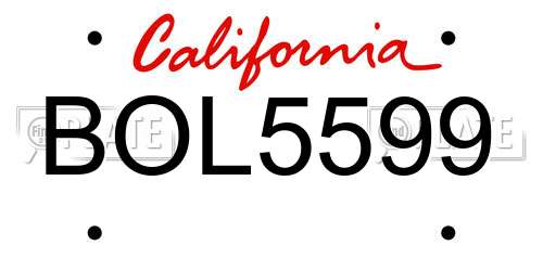 BOL5599 California License Plate