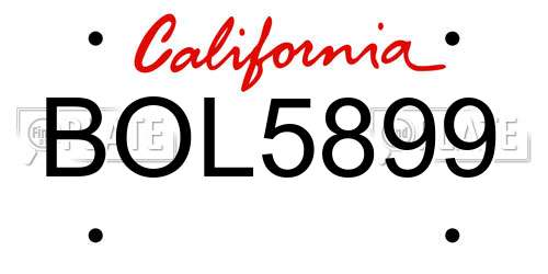 BOL5899 California License Plate