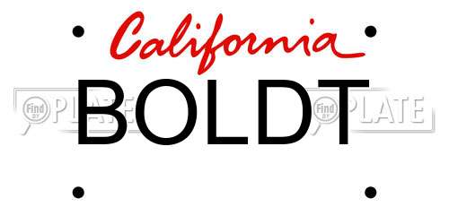 BOLDT California License Plate