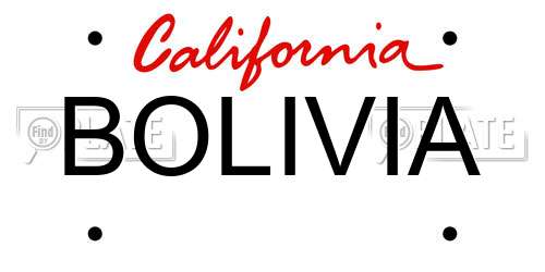 BOLIVIA California License Plate