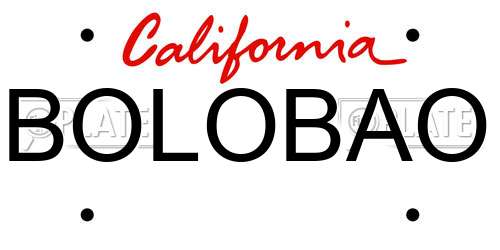 BOLOBAO California License Plate