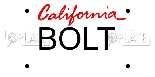 BOLT California License Plate