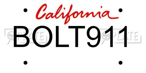 BOLT911 California License Plate