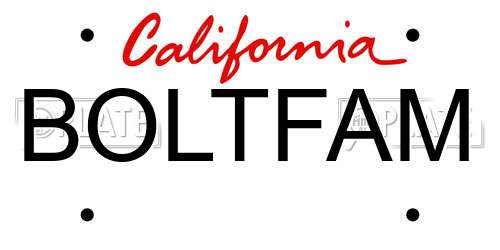 BOLTFAM California License Plate