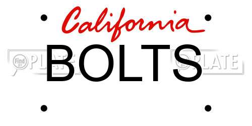 BOLTS California License Plate