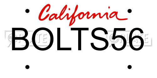 BOLTS56 California License Plate