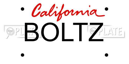 BOLTZ California License Plate