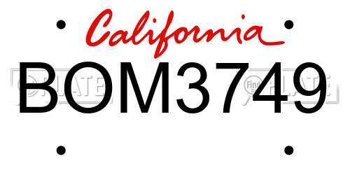 BOM3749 California License Plate