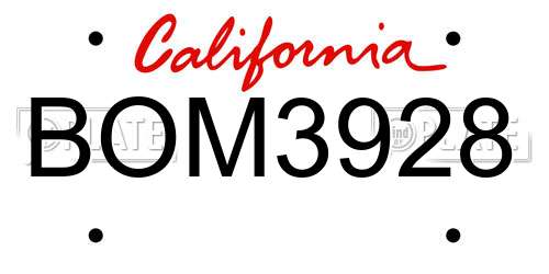 BOM3928 California License Plate