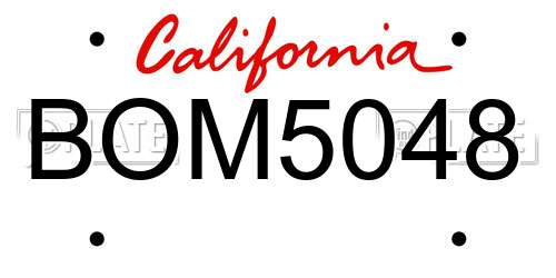BOM5048 California License Plate