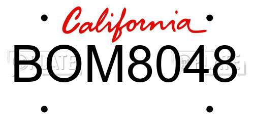 BOM8048 California License Plate