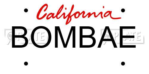 BOMBAE California License Plate