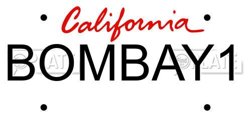 BOMBAY1 California License Plate
