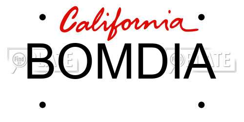 BOMDIA California License Plate